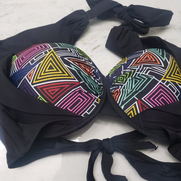 [NEW] Black/Colorful Swimsuit/ halter Neck Bikini Set - Picture 2 of 11
